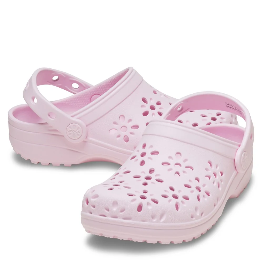Crocs Toddler Classic Floral Cut Out Clog - Image 3