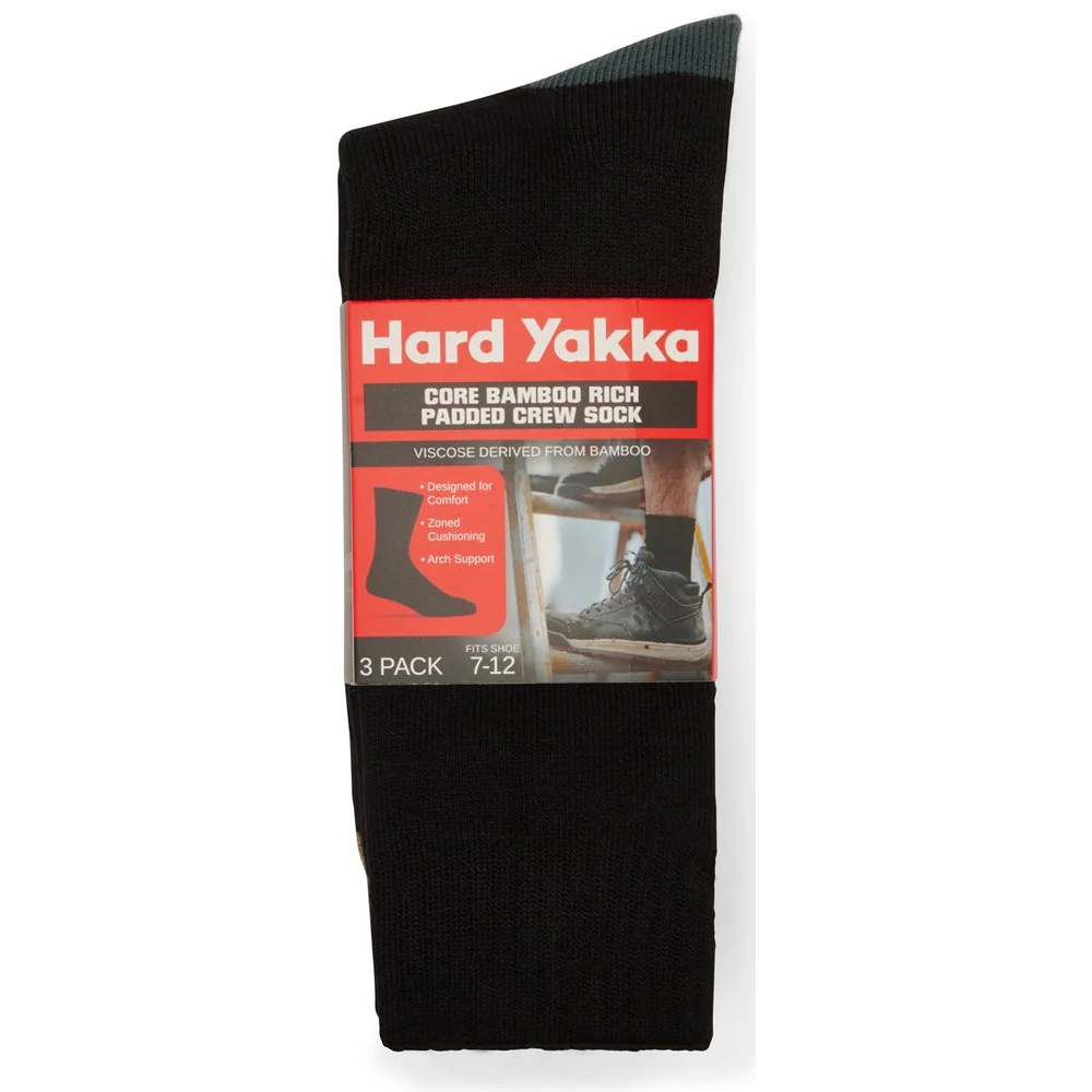 Hard Yakka Core Bamboo Rich Padded Crew Socks - 3 Pack - Image 8