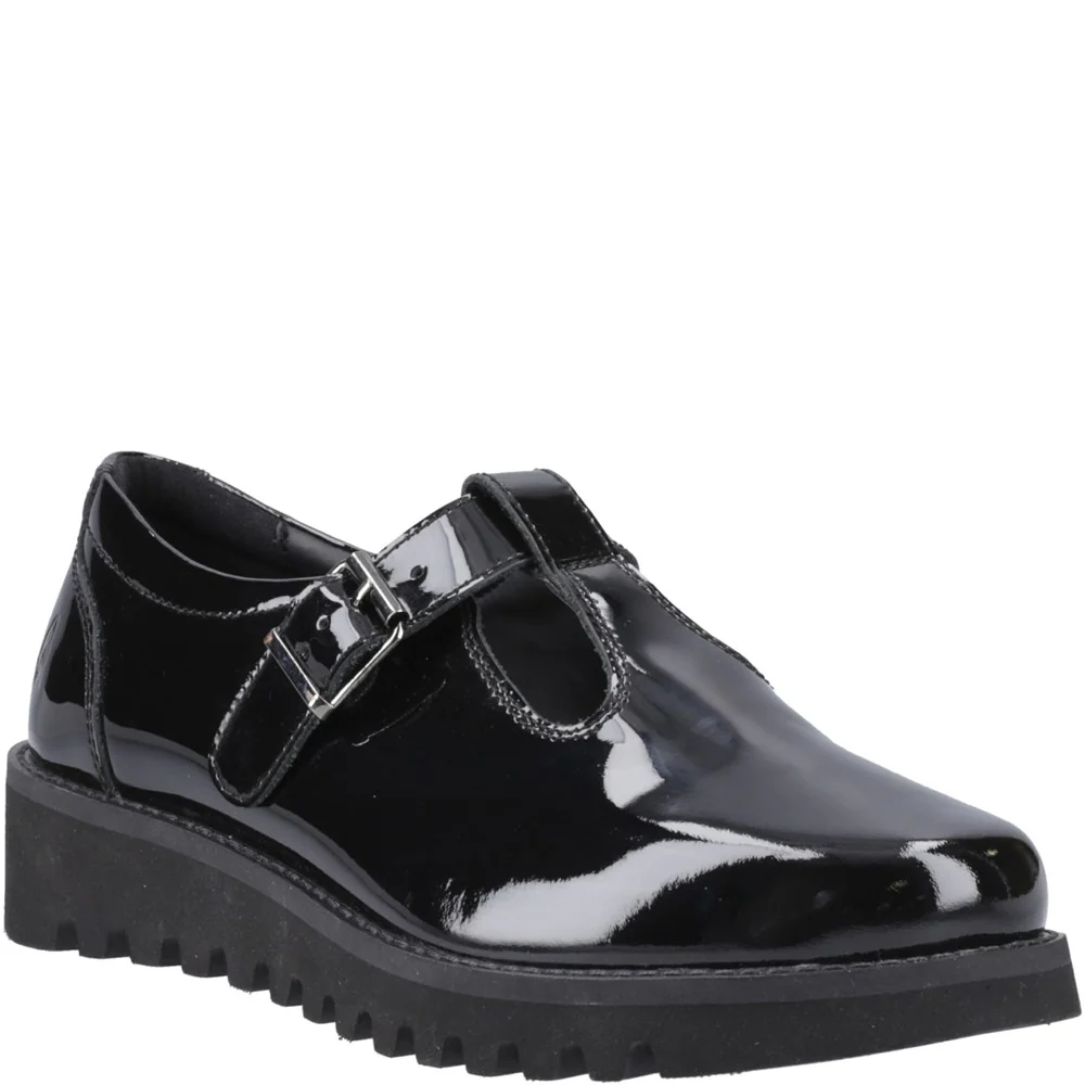 Hush Puppies Florrie T-Bar Patent Senior School Shoes