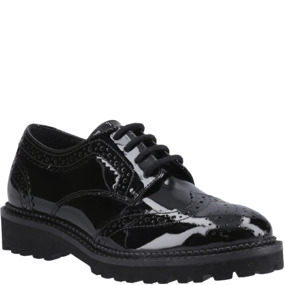 Hush Puppies Gabi Lace Up Patent Junior School Shoes