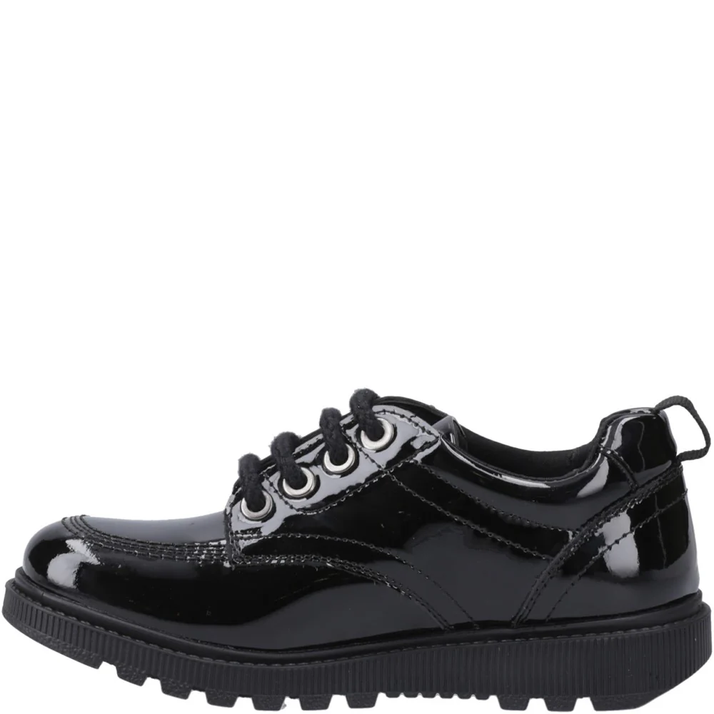 Hush Puppies Keeley Lace Up Patent Junior School Shoes - Image 4