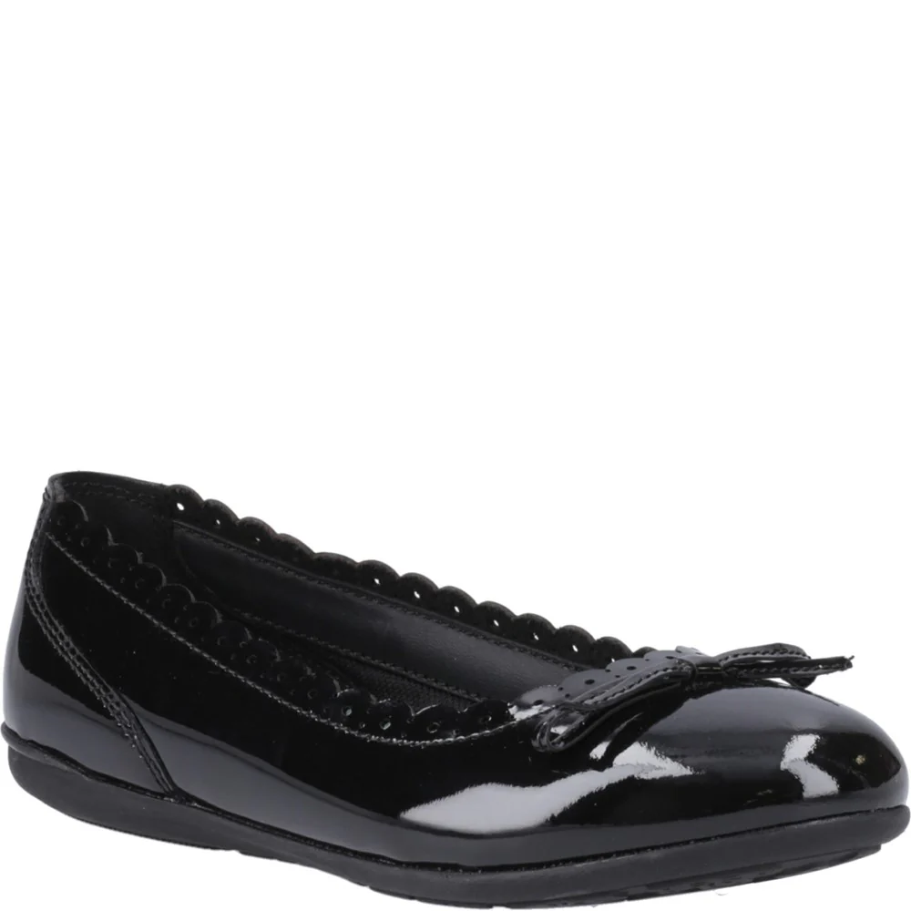Hush Puppies Lillie Ballerina Patent Junior School Shoes