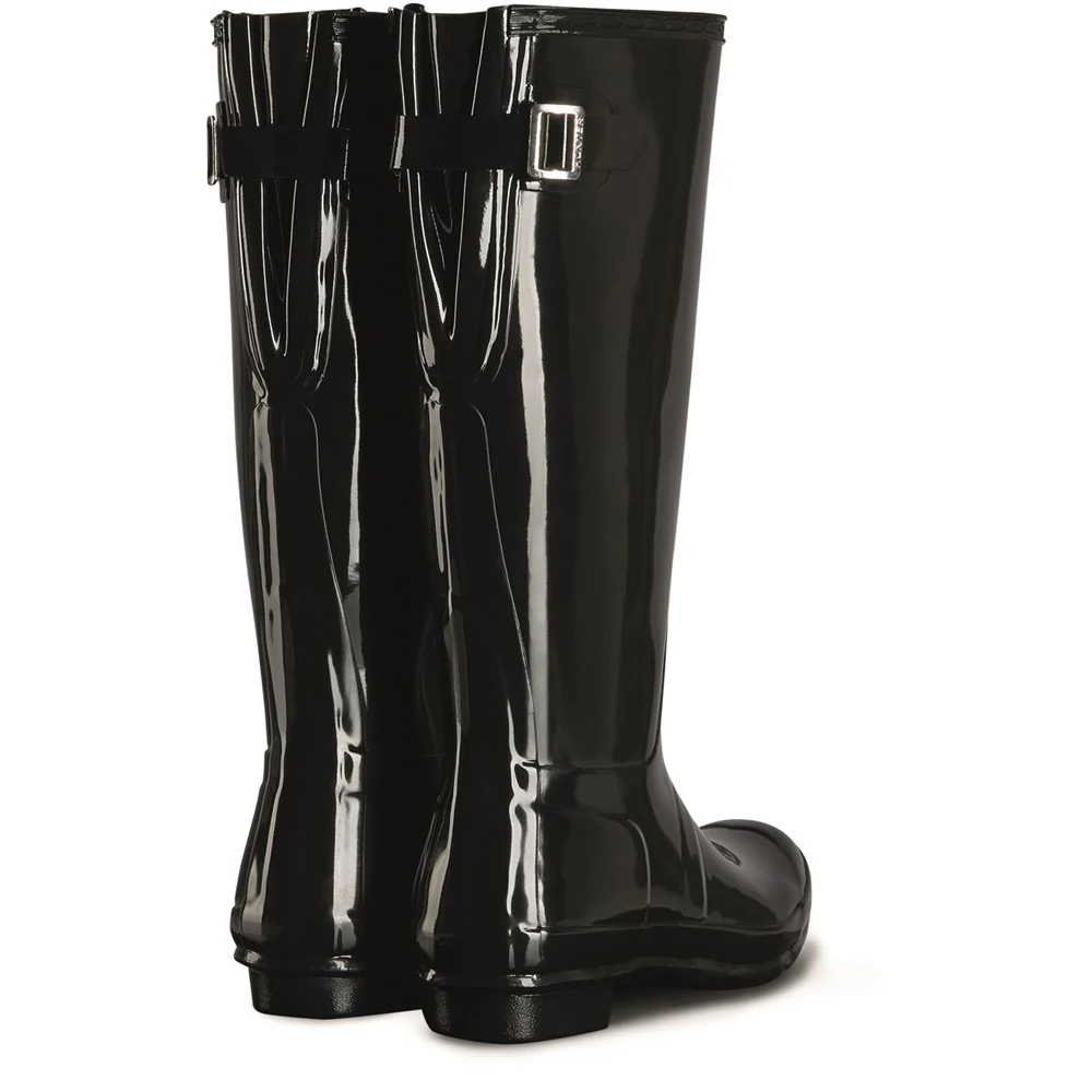 Hunter Tall Back Adjustable Gloss Wellington Boots - Image 2